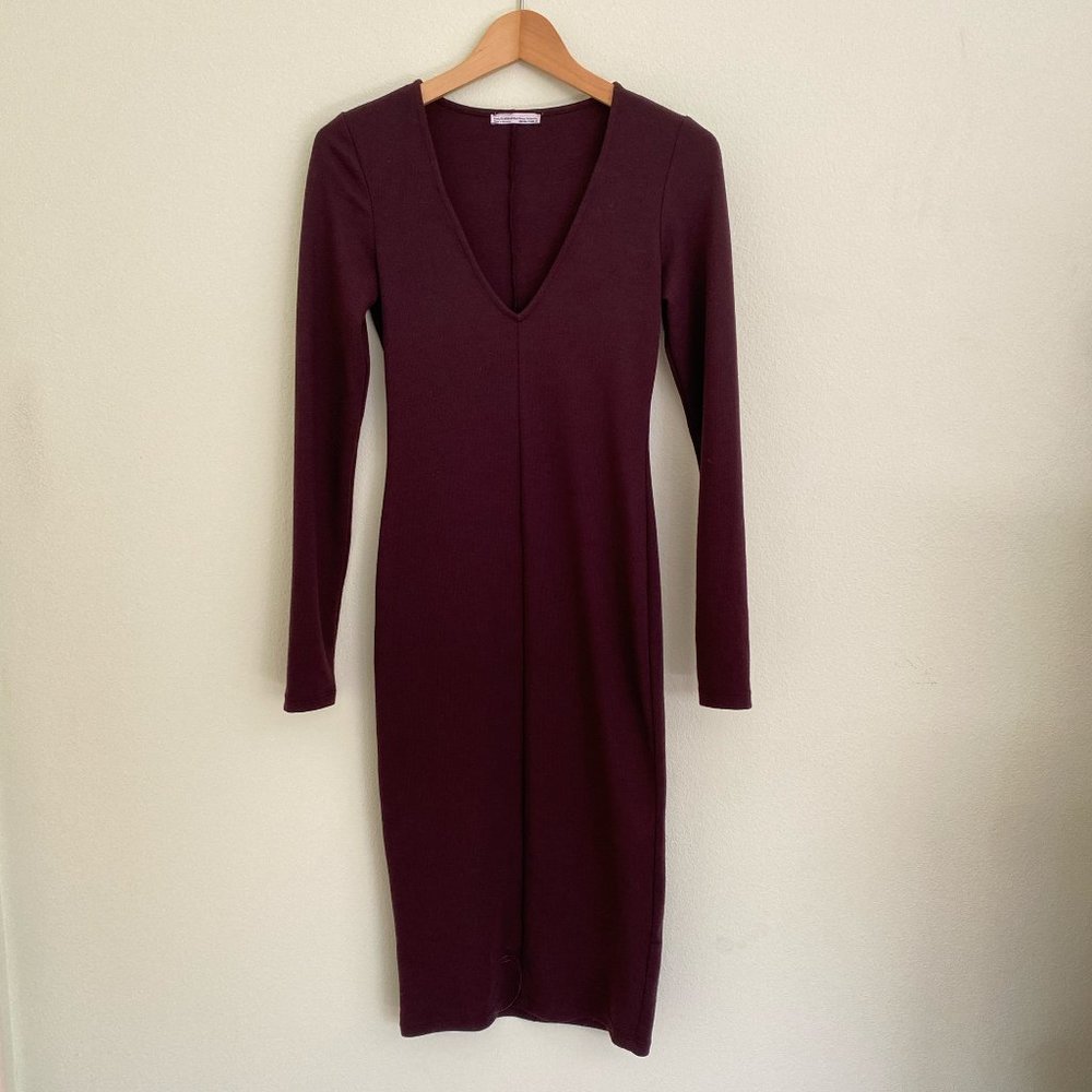 Zara Bodycon V-Neck Midi Dress
